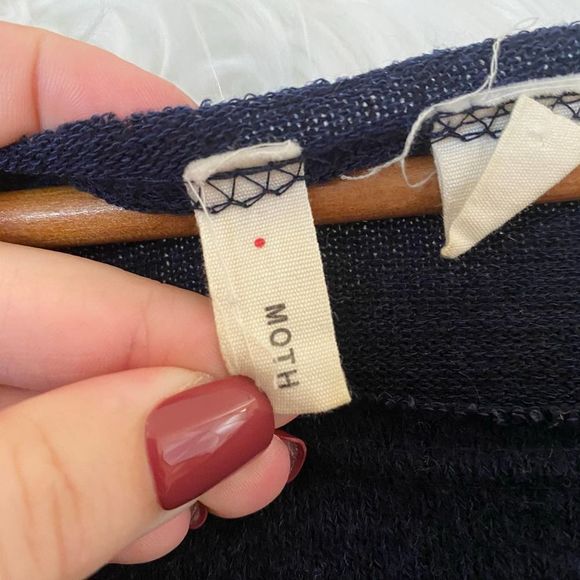 Moth | Soft Knit Navy Wrap Sweater Dress - Picture 3 of 7